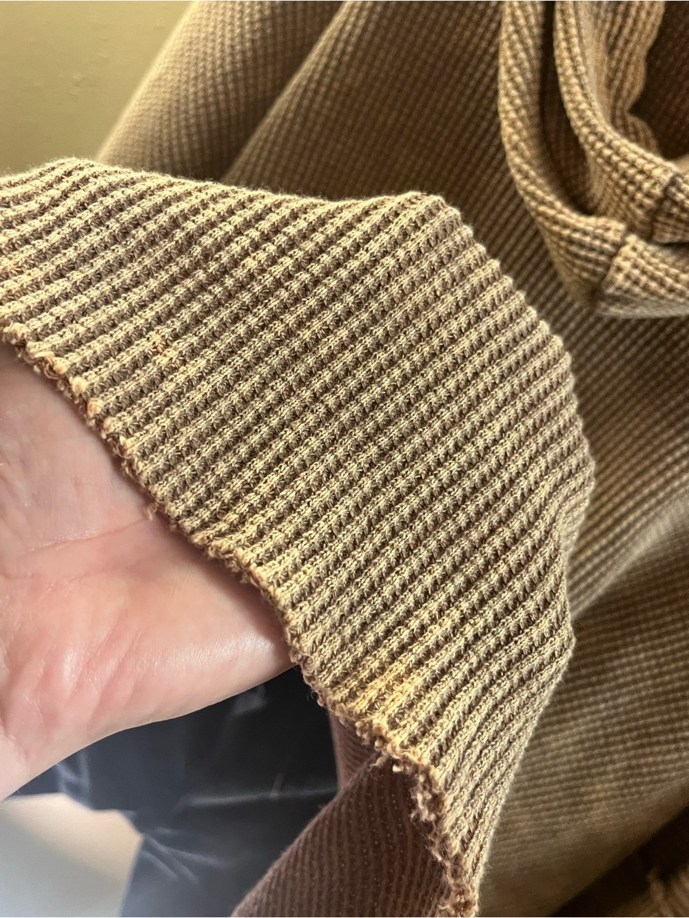 NWOT BiBi Cozy Waffle-Knit Hooded Sweater in Taupe - Picture 8 of 14